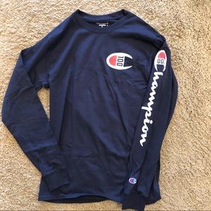 Champion Navy Long Sleeve Tee - S